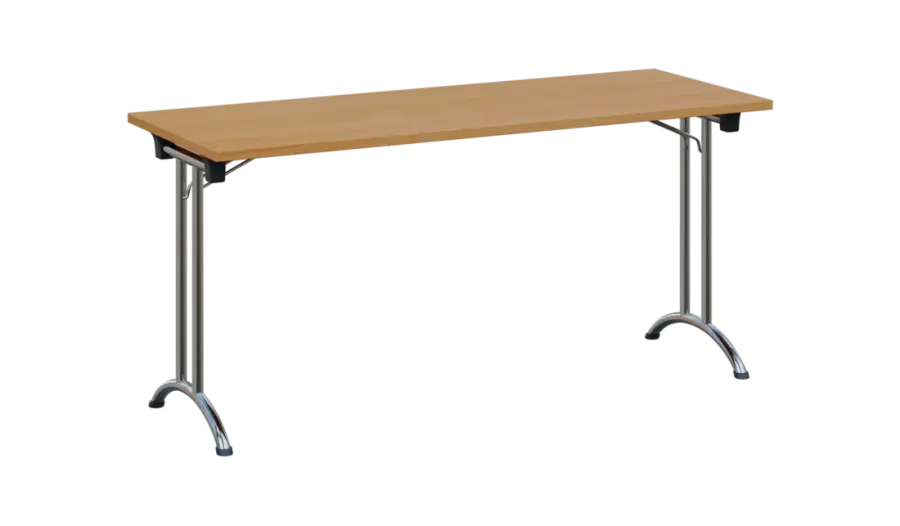 SLC 160 chrom skládací jednací stůl 1600x600, deska 25 mm, podnož chrom, deska buk royal